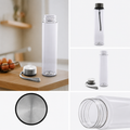 8 oz Plastic Clear Water Bottle Stainless Steel Screw Cap Lid