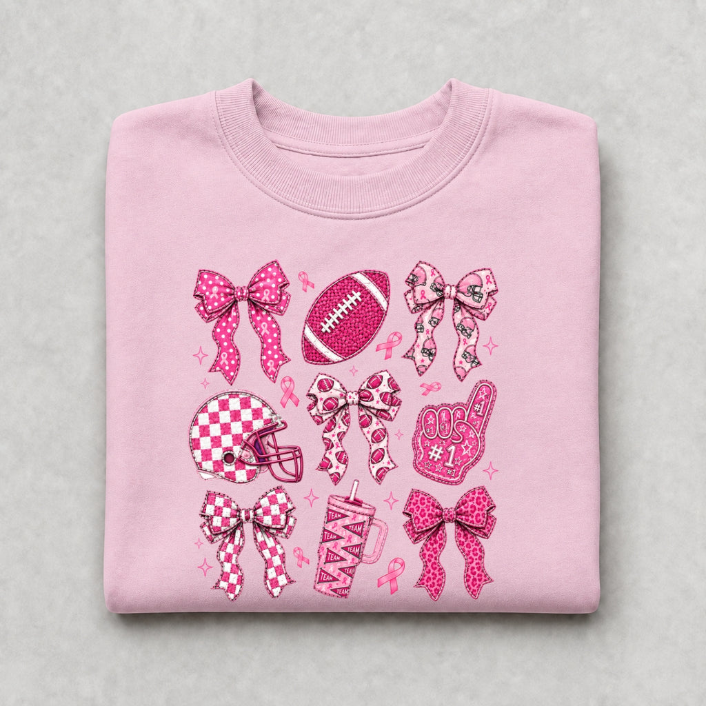 Pink Football Bows Awareness Crewneck Sweatshirt