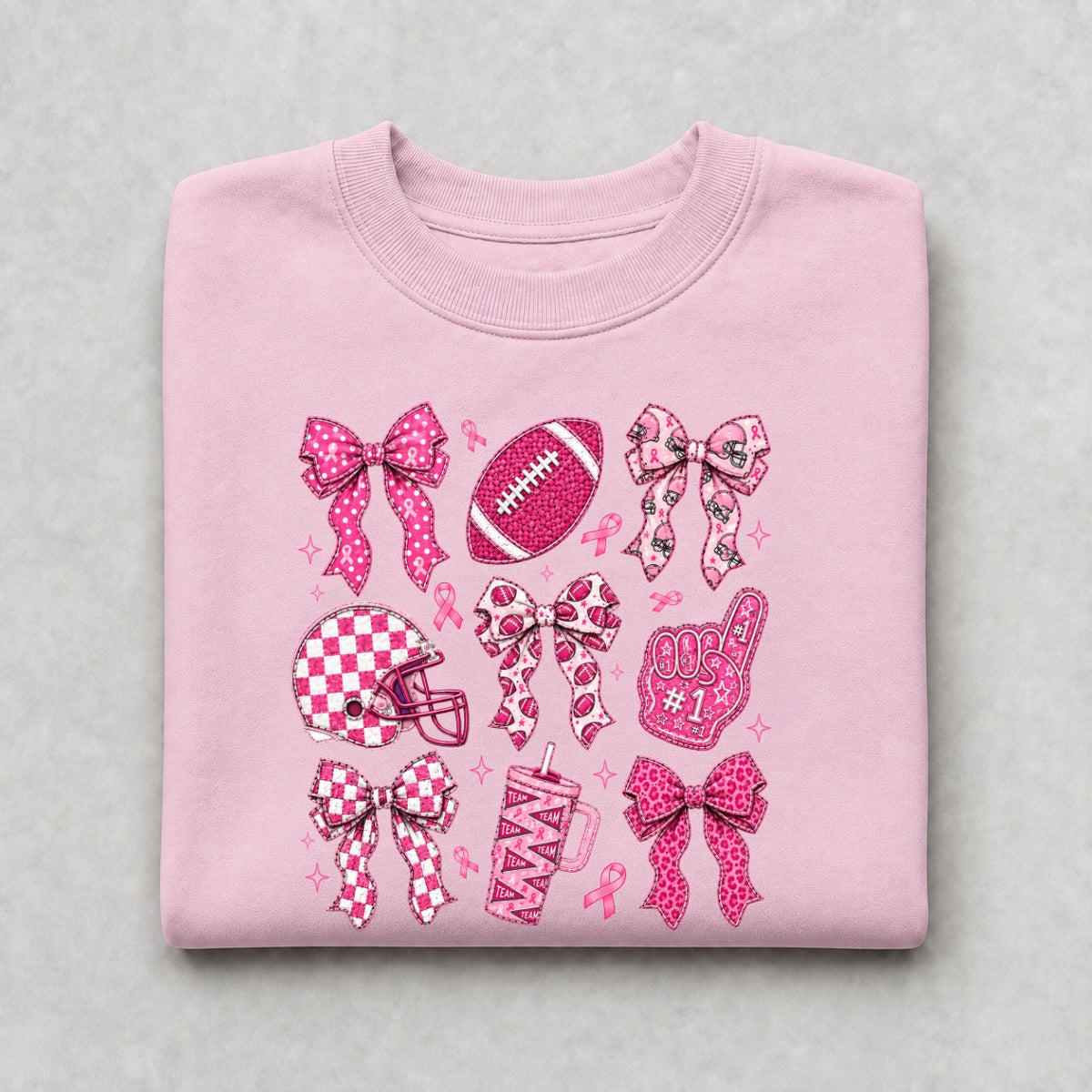 Pink Football Bows Awareness Crewneck Sweatshirt