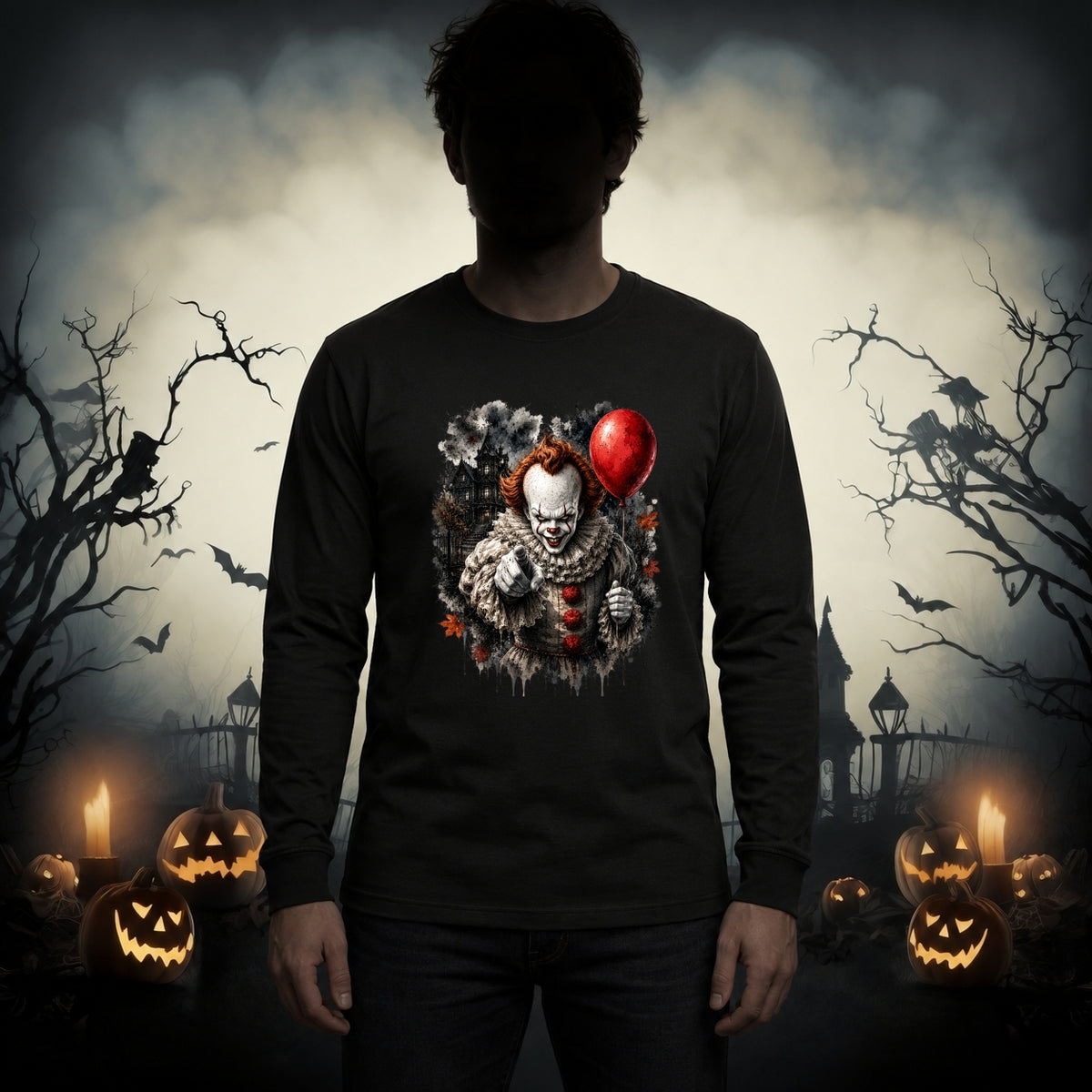 Creepy Clown and Red Balloon Horror Shirt