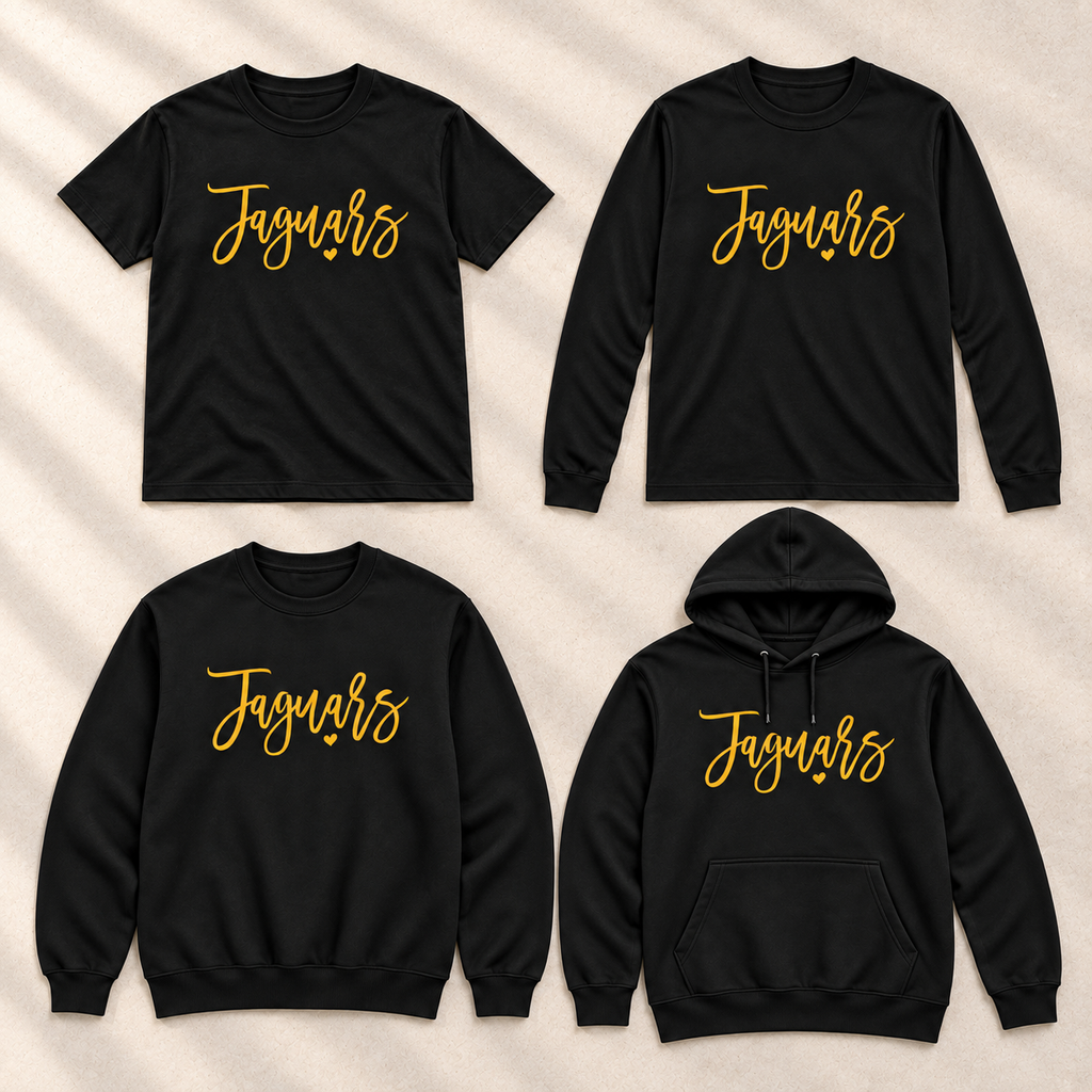 Jaguars Script Heart Apparel
