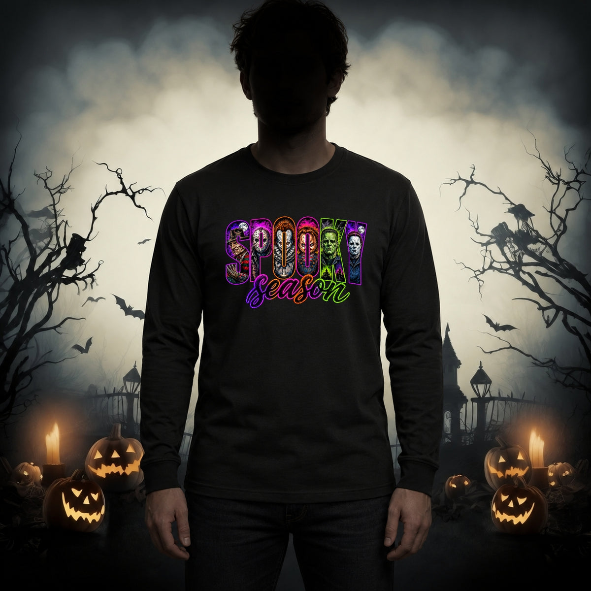 Neon Spooky Season Horror Icons Shirt