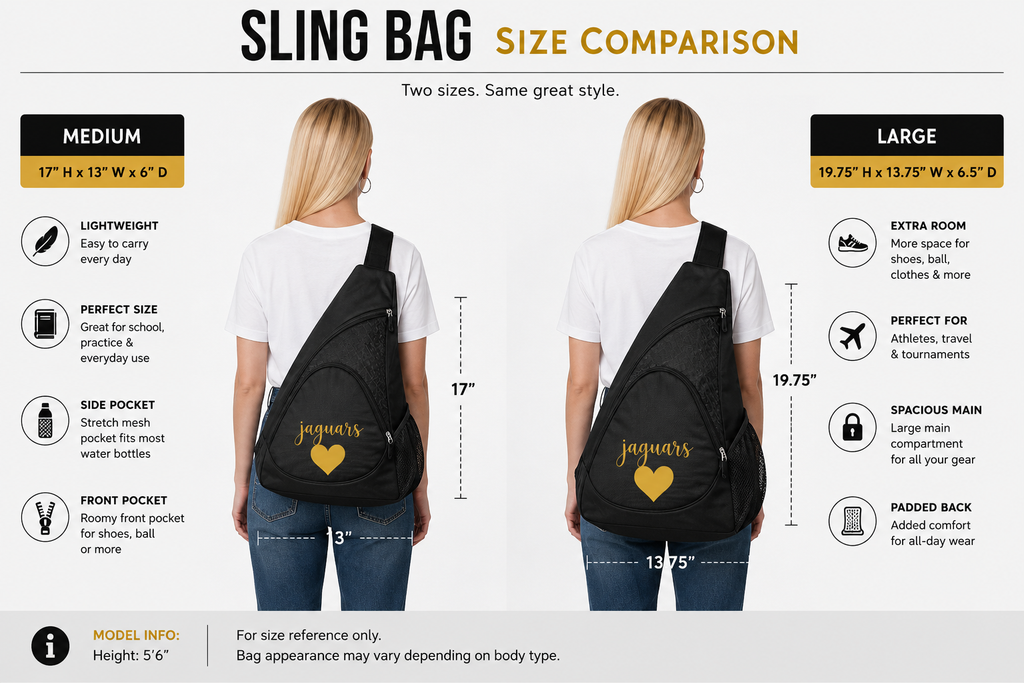 TJ Jaguars Sling Bag – Water-Resistant Crossbody Sports Backpack