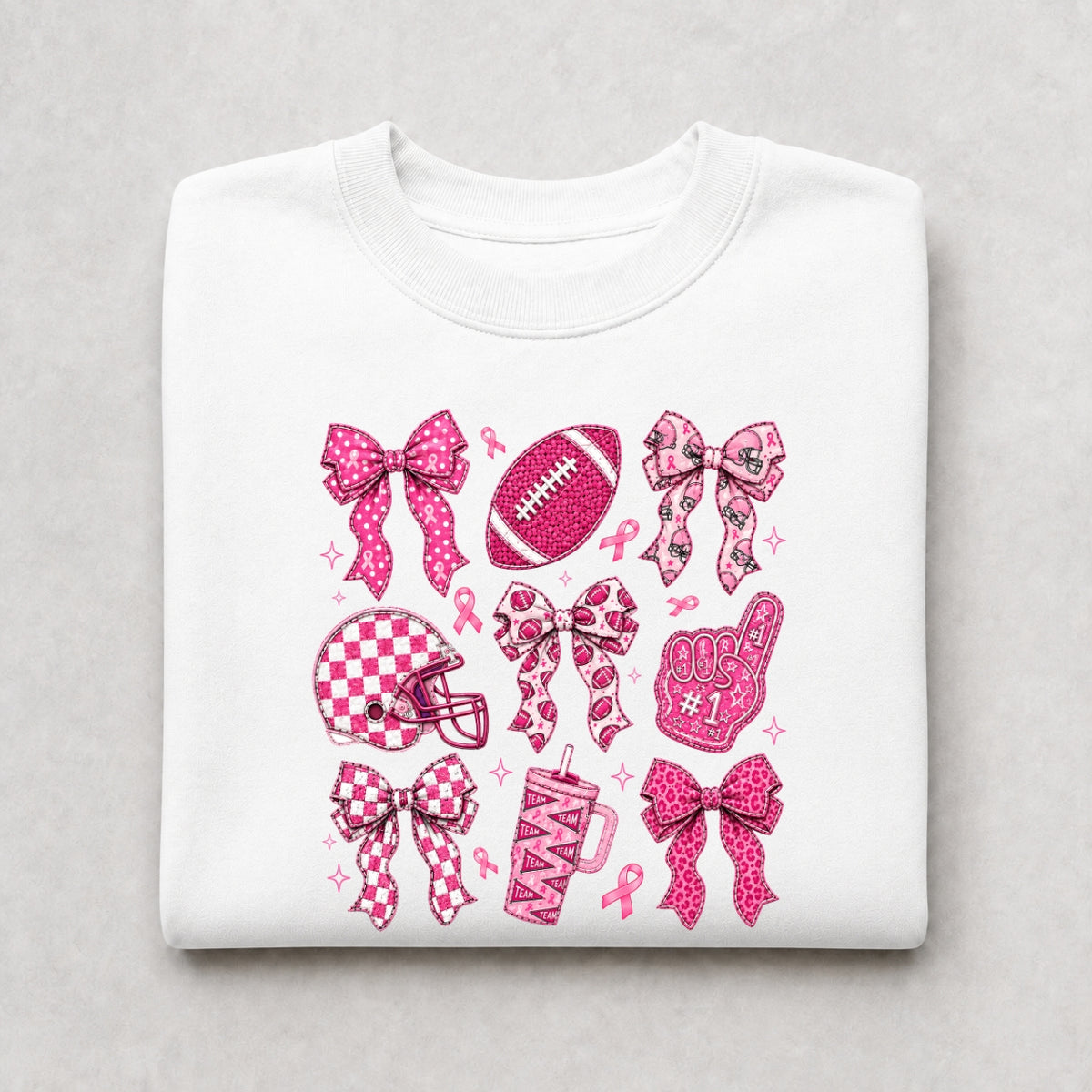 Pink Football Bows Awareness Crewneck Sweatshirt
