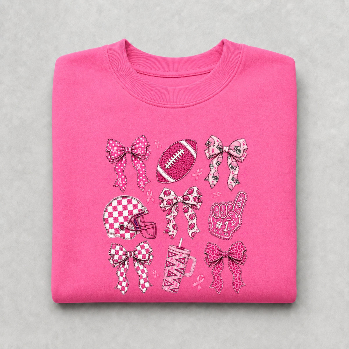 Pink Football Bows Awareness Crewneck Sweatshirt