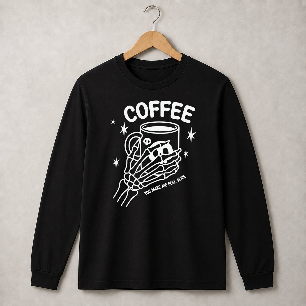 Coffee Makes Me Feel Alive Skeleton