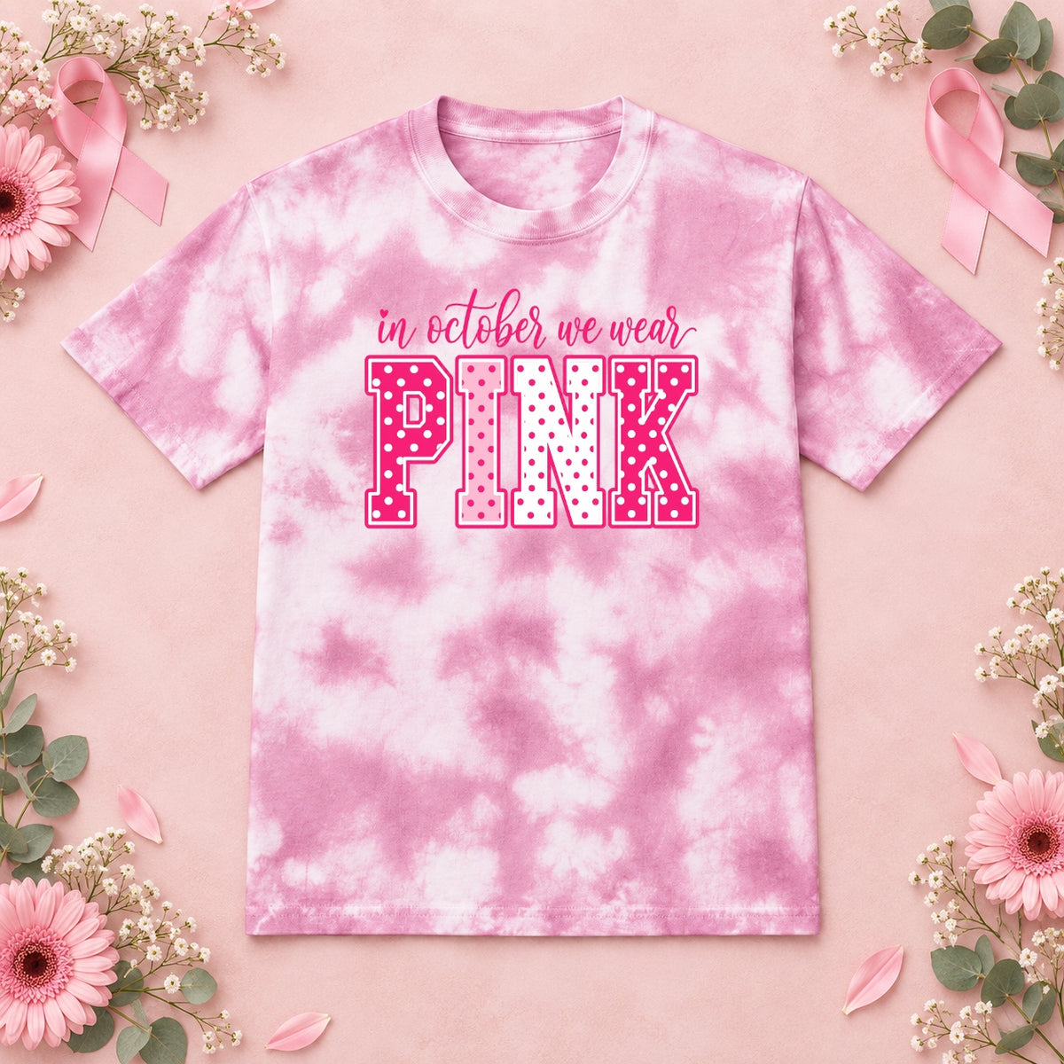 Pink Out Crystal Tie-Dye T-Shirt – Choose Your Design