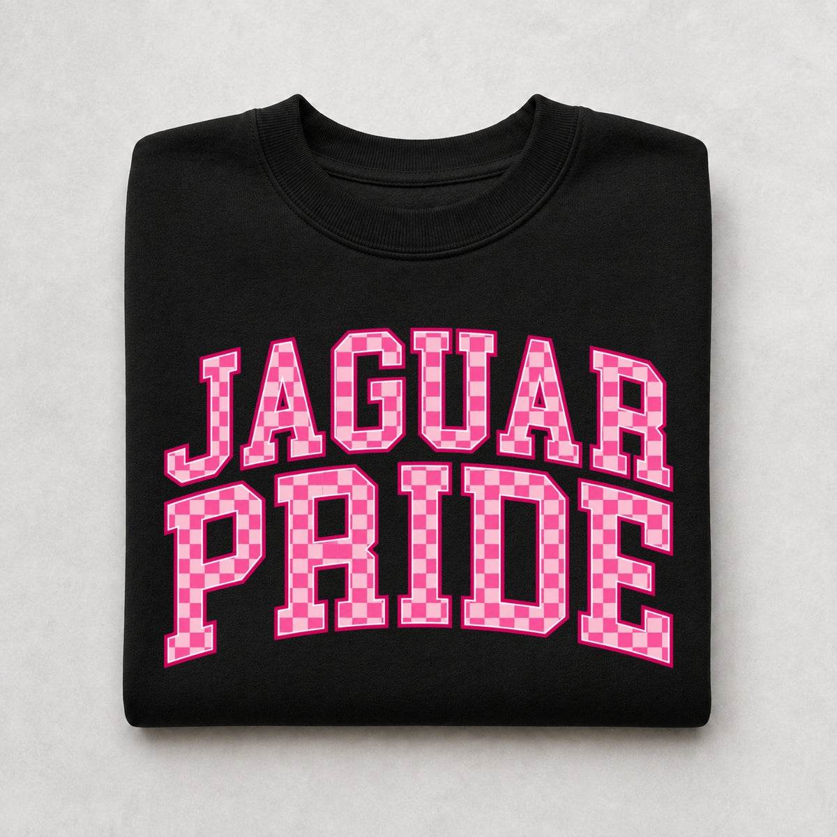 Jaguar Pride Pink Checkerboard Crewneck Sweatshirt