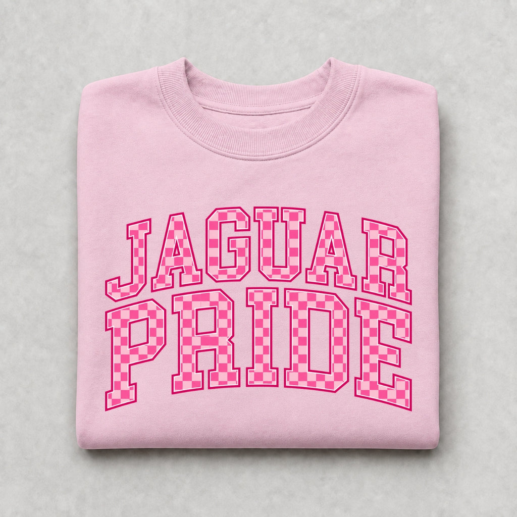 Jaguar Pride Pink Checkerboard Crewneck Sweatshirt