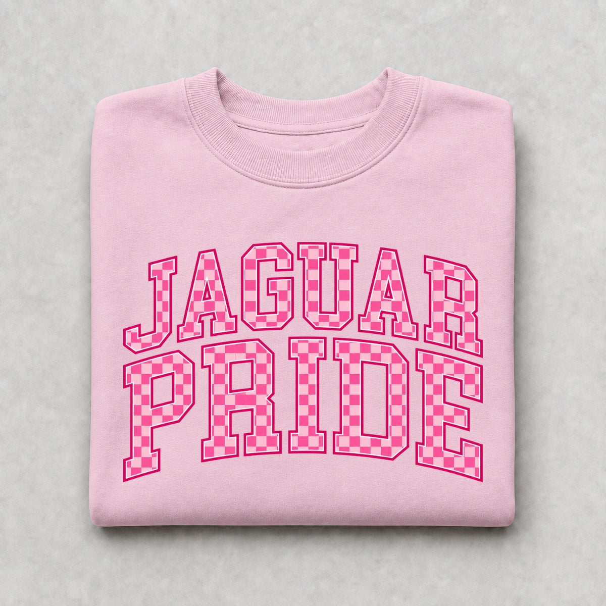 Jaguar Pride Pink Checkerboard Crewneck Sweatshirt