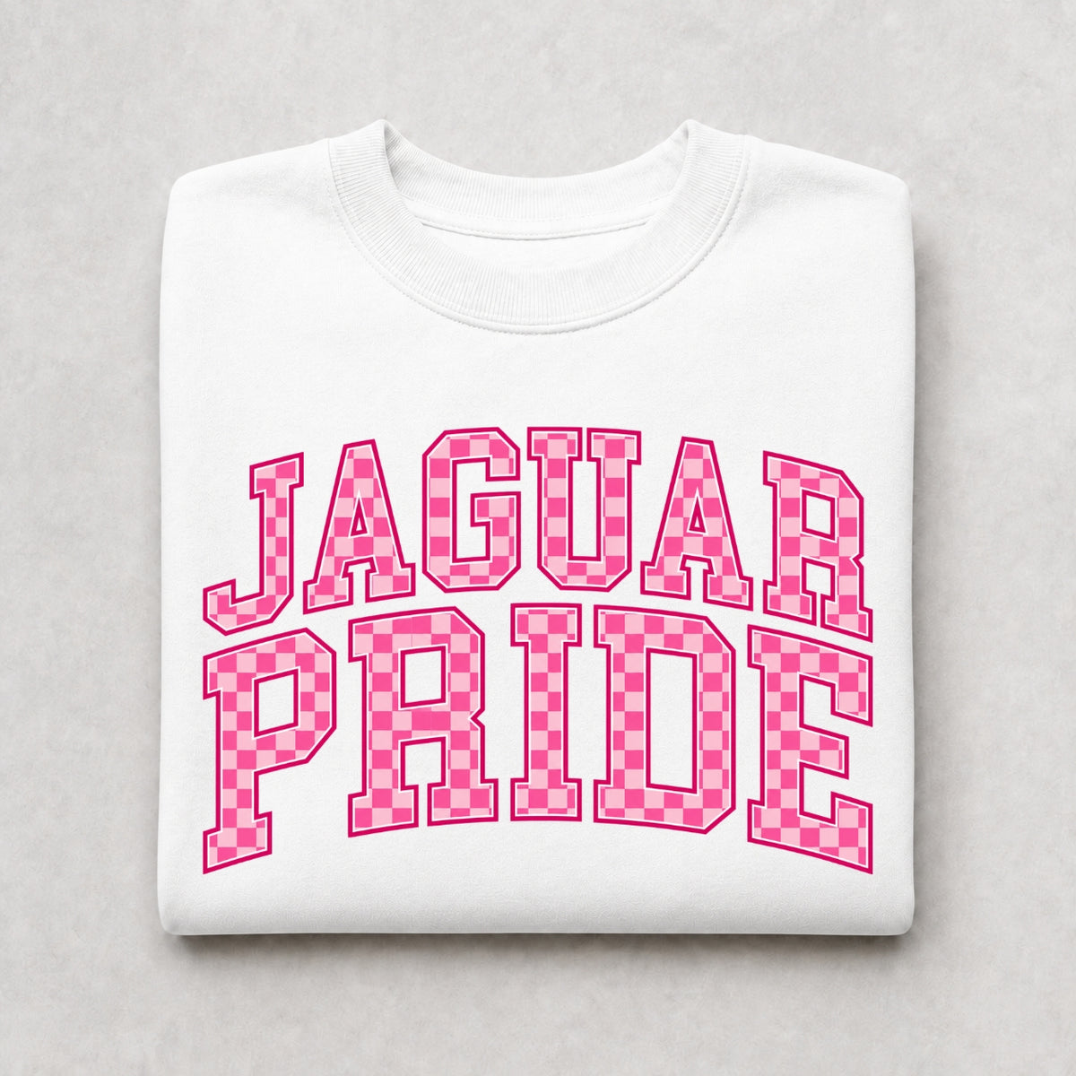 Jaguar Pride Pink Checkerboard Crewneck Sweatshirt