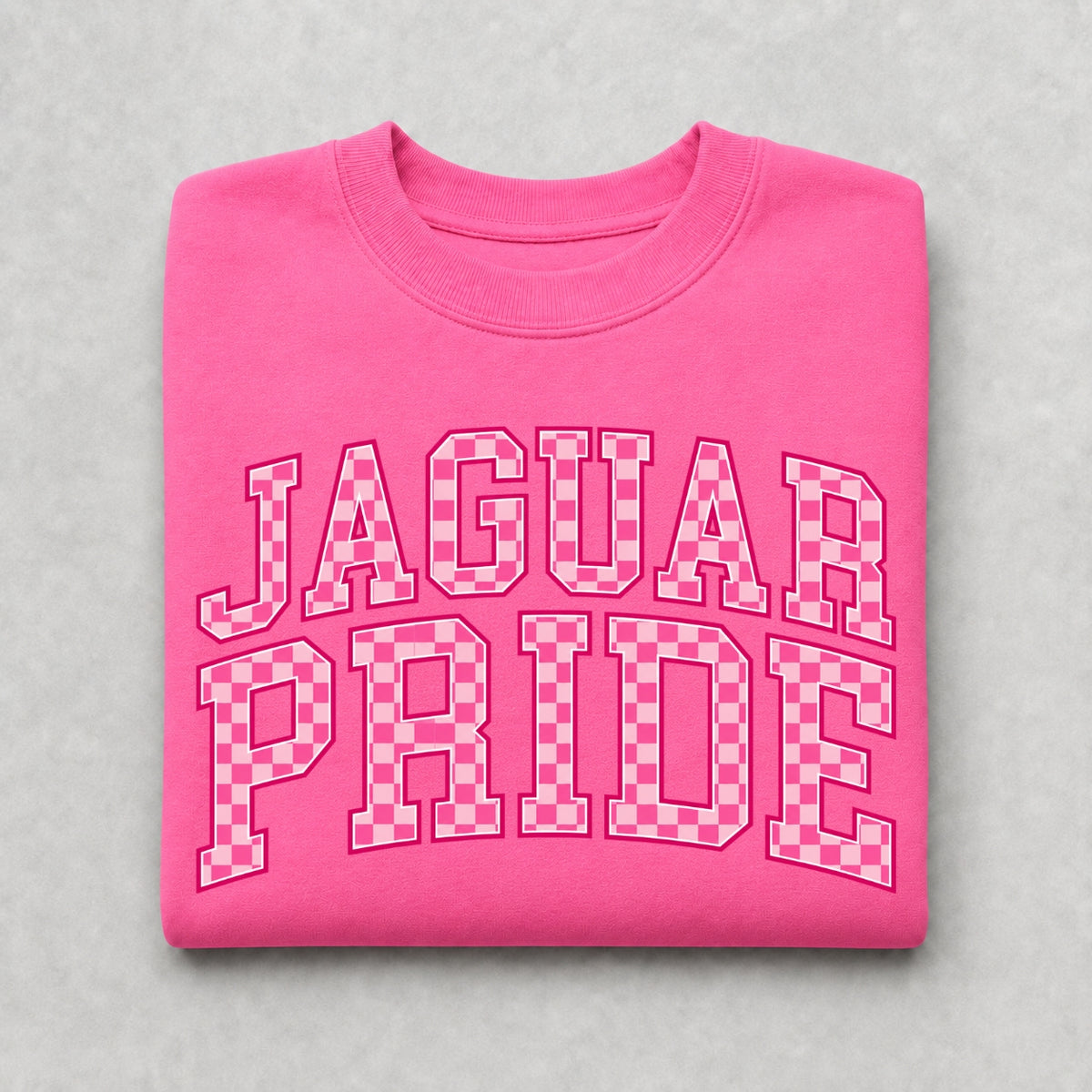 Jaguar Pride Pink Checkerboard Crewneck Sweatshirt