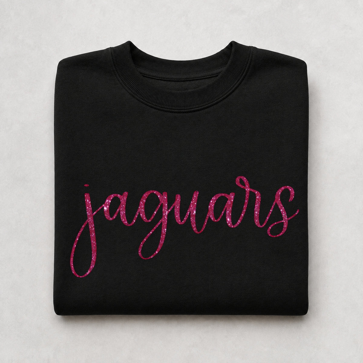 Jaguars Pink Glitter Script Crewneck Sweatshirt