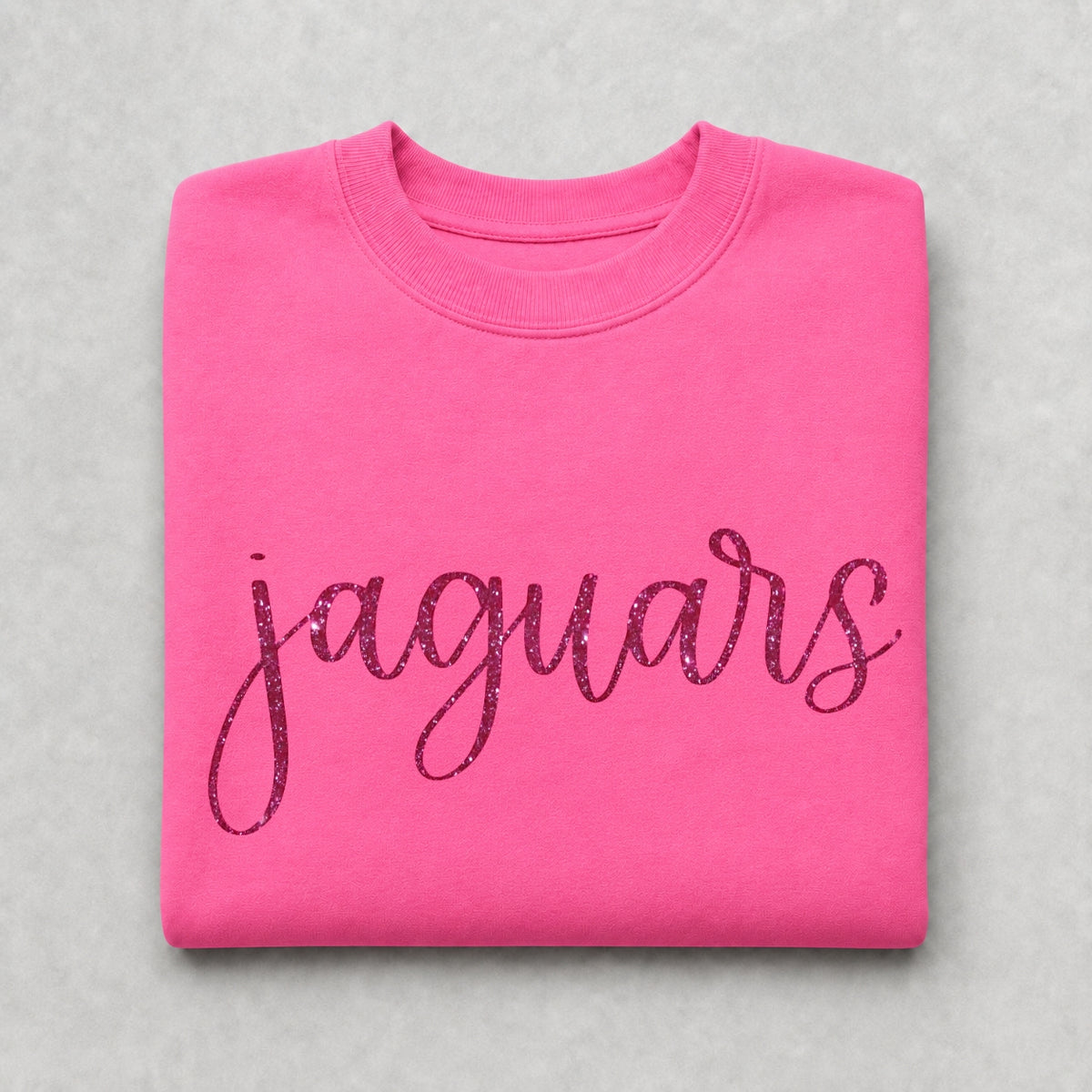 Jaguars Pink Glitter Script Crewneck Sweatshirt