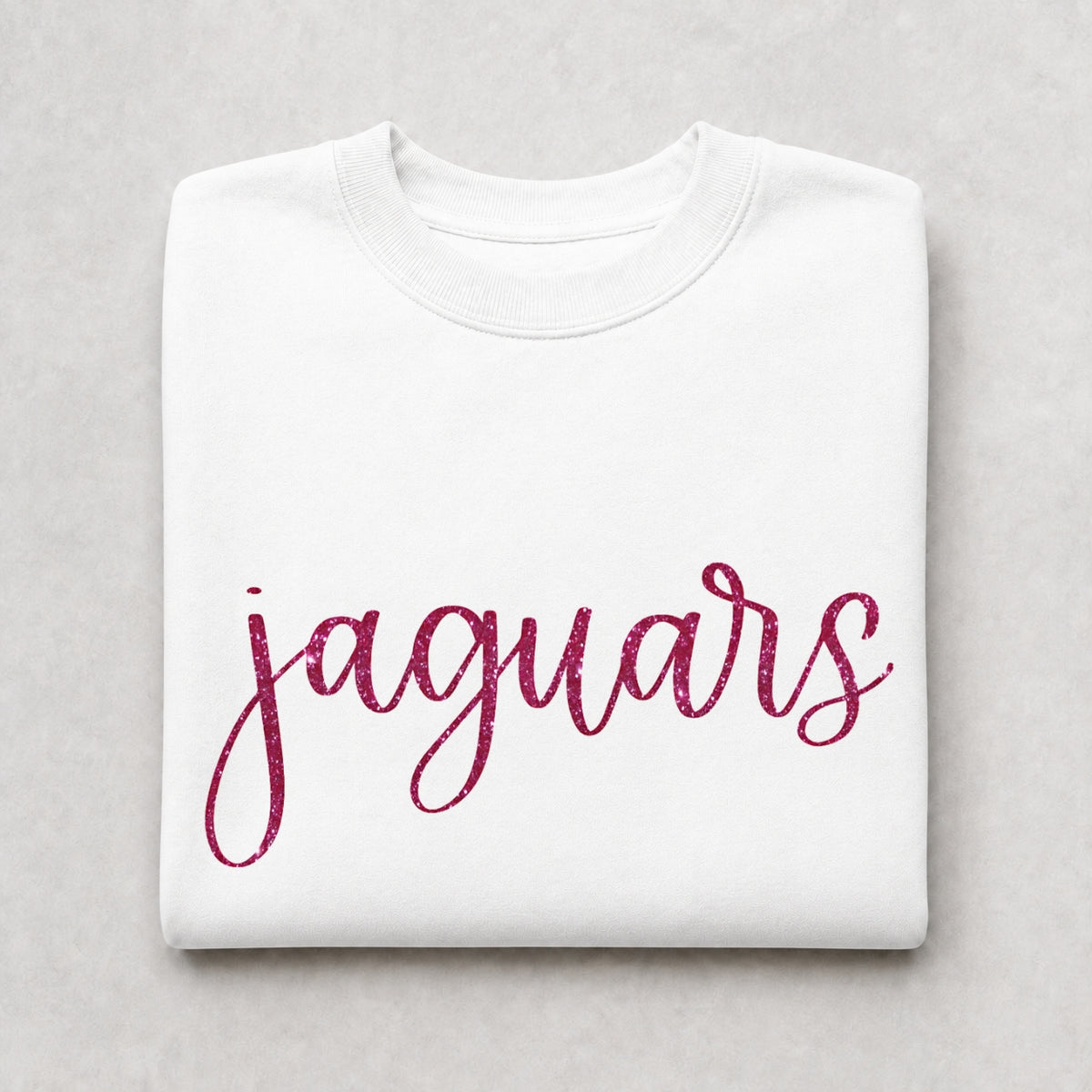 Jaguars Pink Glitter Script Crewneck Sweatshirt