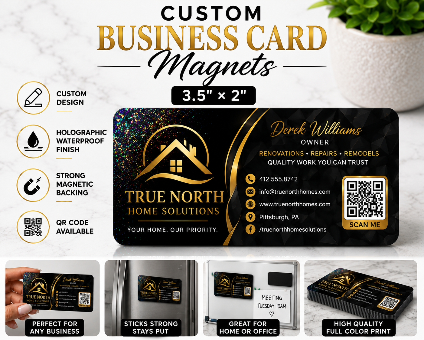 Custom Business Card Magnets – 3.5" × 2"