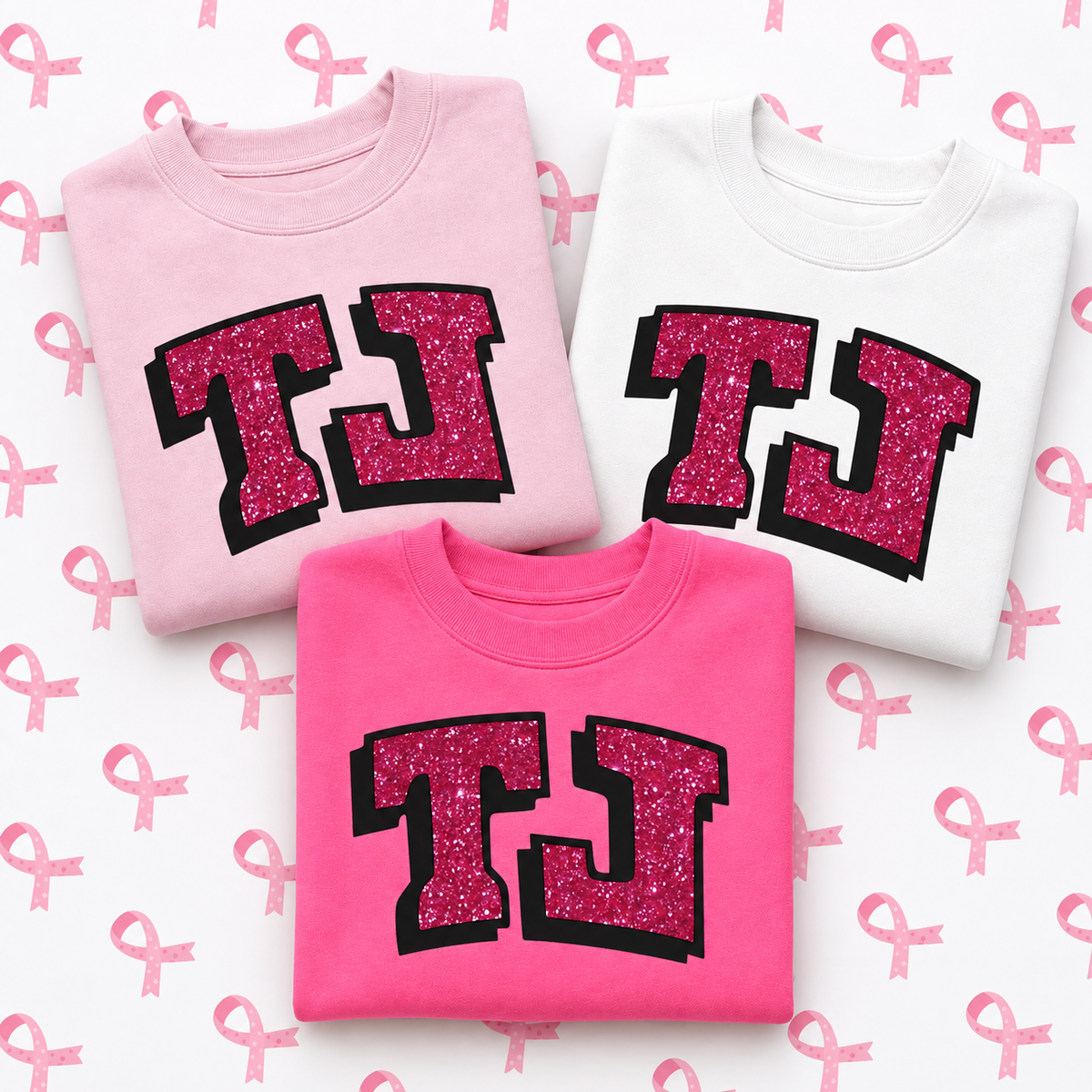 TJ Pink Glitter Spirit Crewneck Sweatshirt