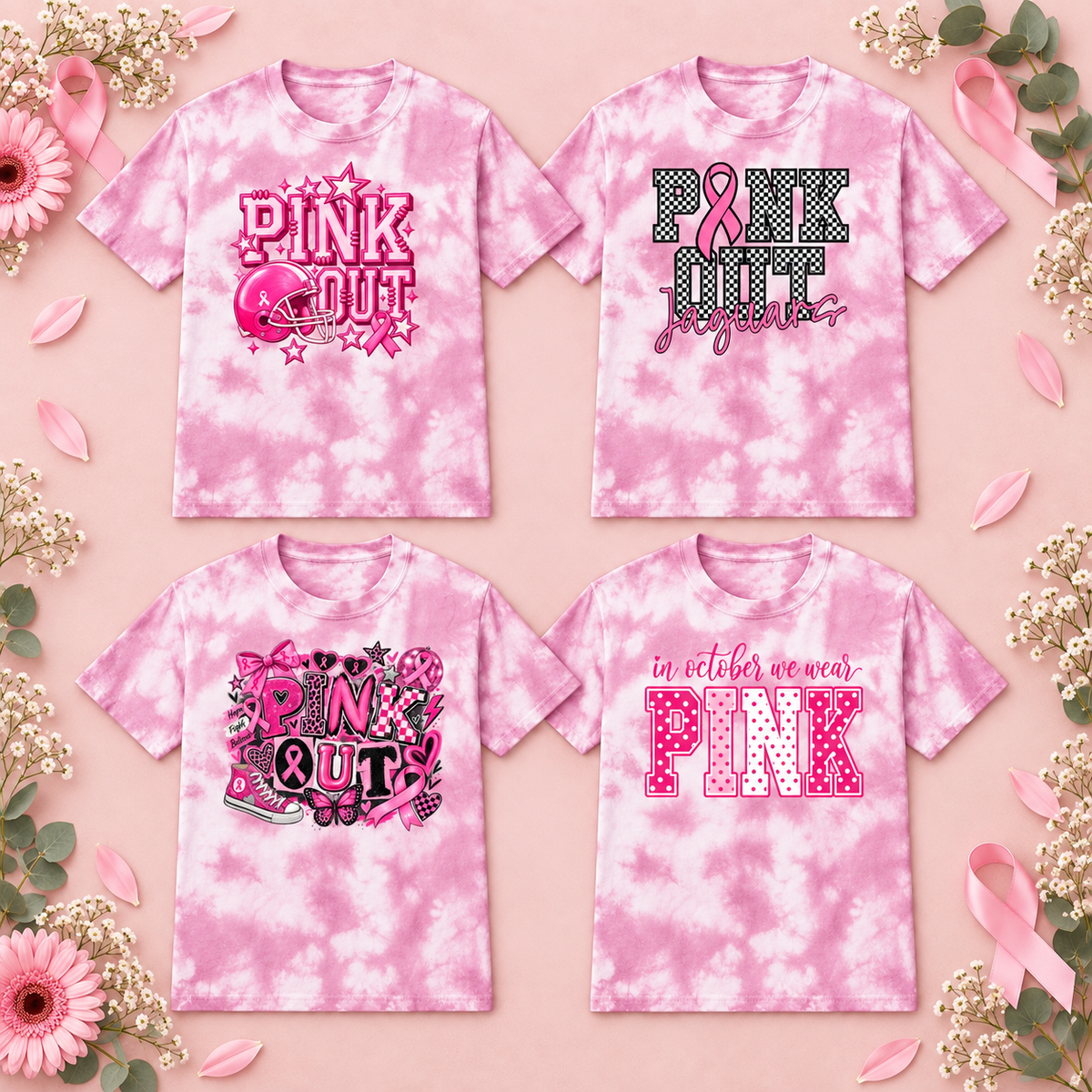 Pink Out Crystal Tie-Dye T-Shirt – Choose Your Design