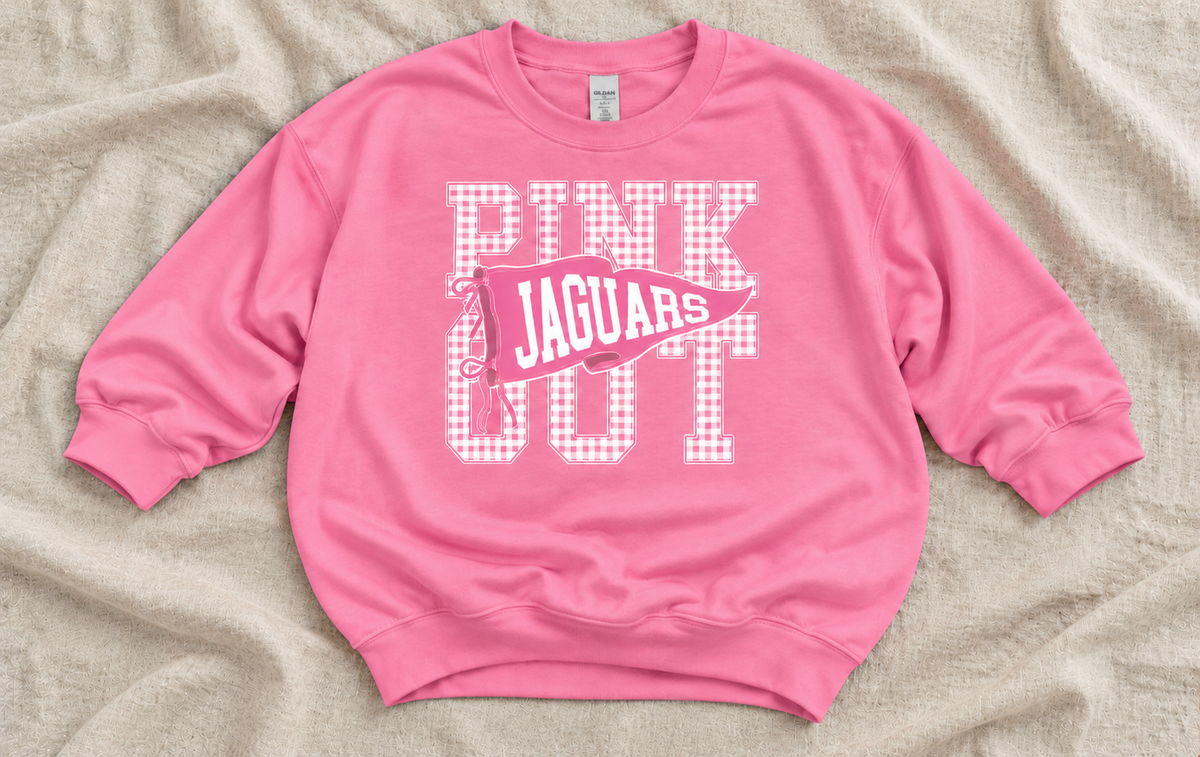 Pink Out Jaguars Youth 3/4 Sleeve Crewneck Sweatshirt