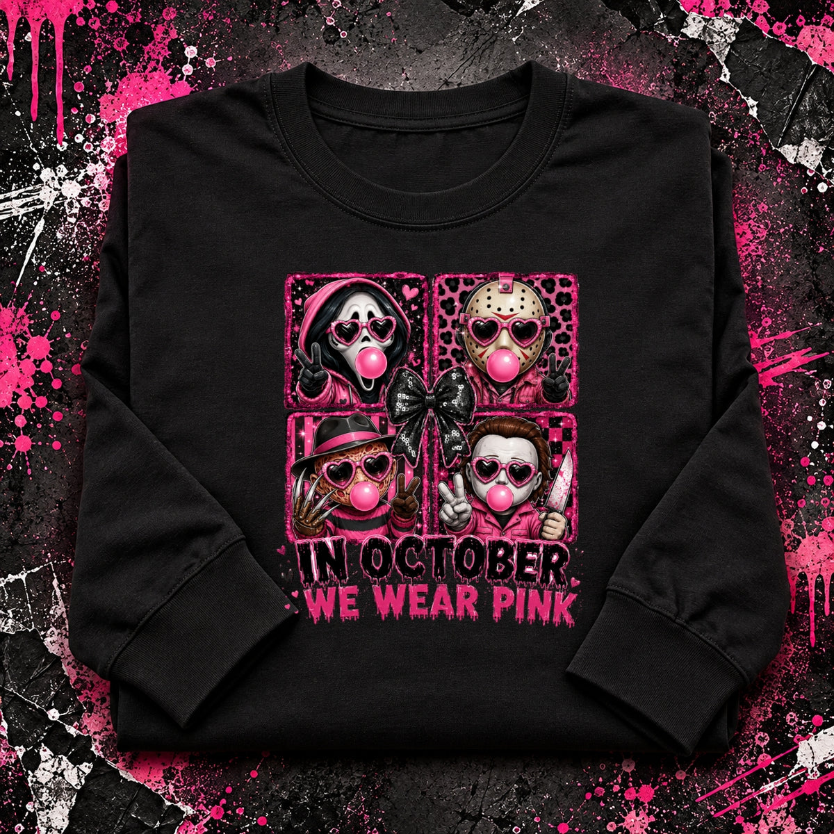 In October We Wear Pink Horror Crewneck Sweatshirt